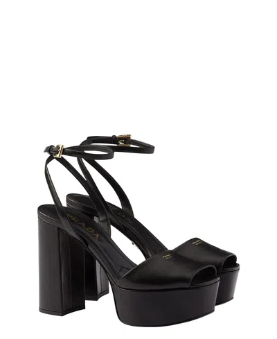 Prada Women's Nappa Leather Platform Sandals In Black