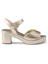 Prada Metallic Leather Platform Sandals In Gold