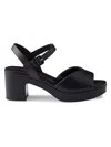 Prada Soft Nappa Ankle Strap Platform Sandals In Black
