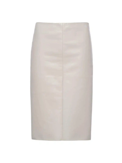 Prada Women's Nappa Leather Skirt In Beige