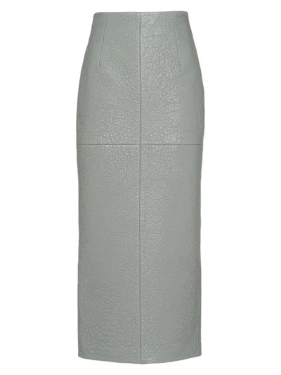 Prada Women's Nappa Leather Skirt In Grey