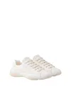 Prada Leather Sneakers Crafted Geometric Stitching In Black
