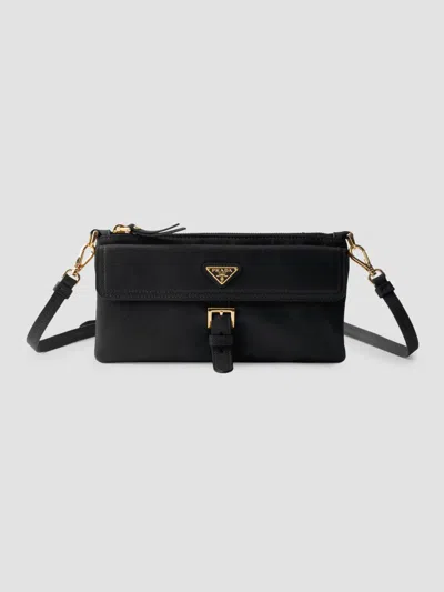 Prada Women's Nappa Leather Wallet With Shoulder Strap In Black