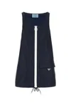 Prada Womens Blue Re Nylon Zip-up Woven Mini Dress In Blue