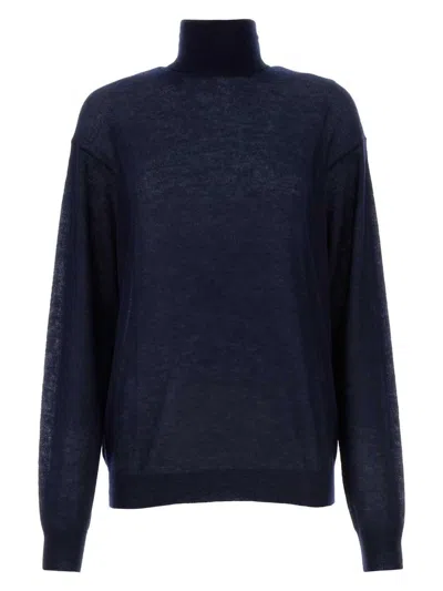 Prada Women's Navy Cashmere See-through Sweater