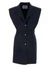 Prada Wool Vest With Belted Waist And Notched Lapels