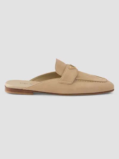 Prada Women's Nubuck Mules In Brown