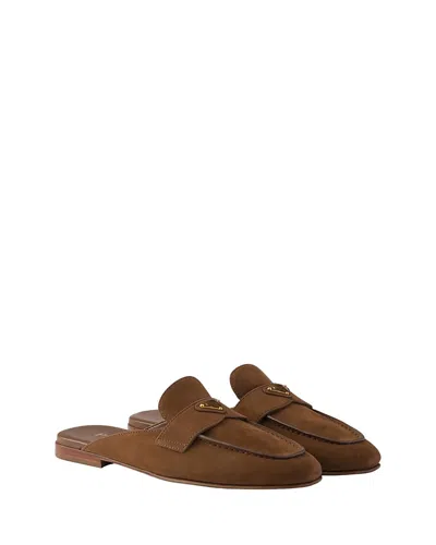 Prada Leather Mules In Brown