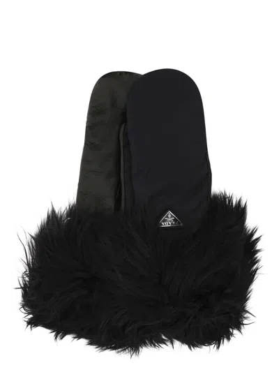 Prada Women's Nylon And Nappa Leather Gloves