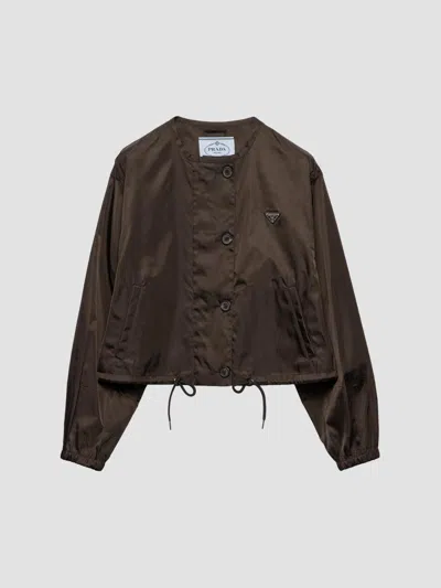 Prada Women's Nylon Blouson Jacket In Brown