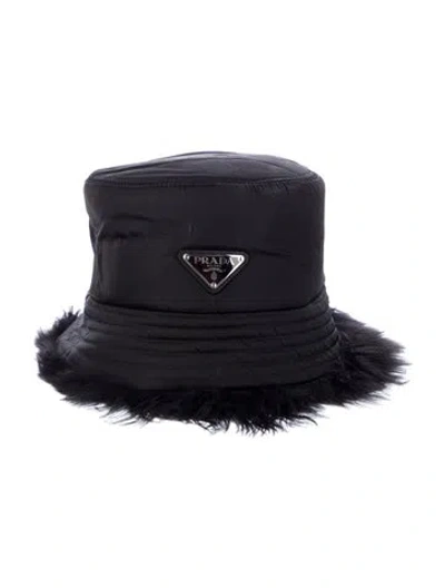 Pre-owned Prada Women's Nylon Bucket Hat In Black
