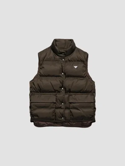 Prada Women's Nylon Down Vest In Brown