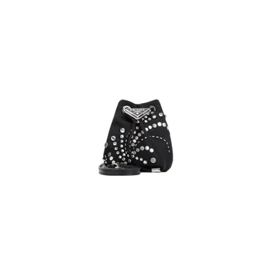 PRADA WOMEN'S NYLON MINI POUCH WITH CRYSTALS