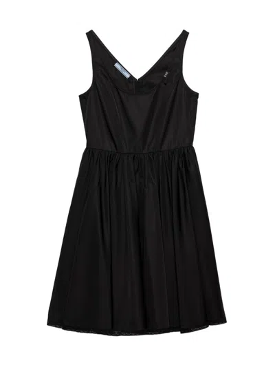 Prada Re-nylon Mini-dress In Black