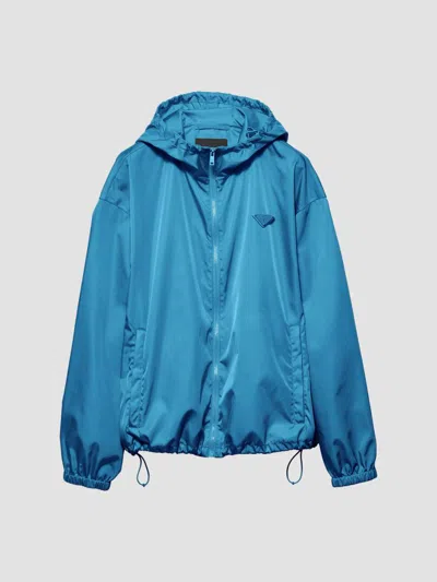 Prada Women's Nylon Rain Jacket In Blue