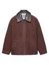 Prada Triangle-logo Jacket In Brown