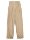Prada Drawstring Cotton-linen Pants In Multi