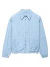 Prada Old Elasticated-cuff Embroidered-logo Jacket In Blue