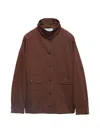Prada Brown High Neck Jacket In Brown