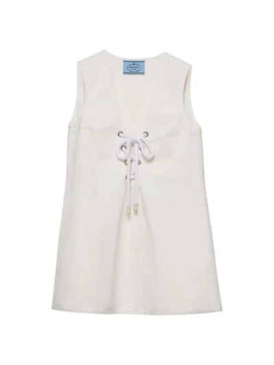 Prada Women's Old Satin Mini-dress In White