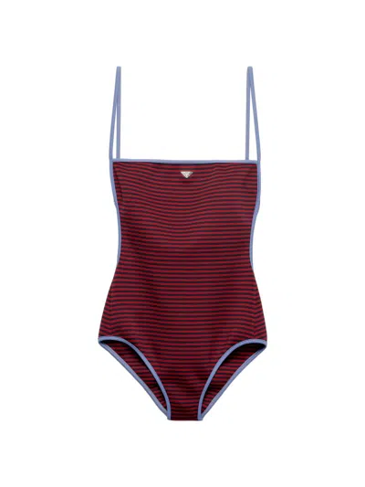 Prada Women's One-piece Interlock Jersey Swimsuit In Red