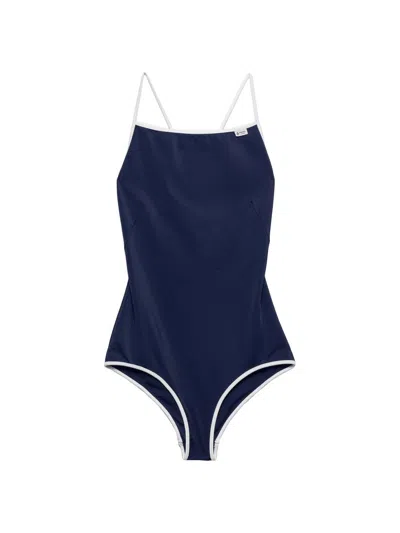 Prada Women's One-piece Jersey Swimsuit In Blue