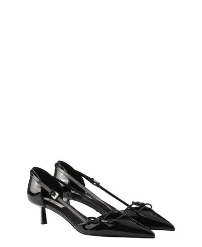 Prada Women's Open-side Leather Pumps In Black