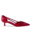 Prada Open-side Leather Pumps With Bow Detail And 4.5cm Heel In Red