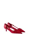 Prada Open-side Leather Pumps With Bow Detail And 4.5cm Heel In Red