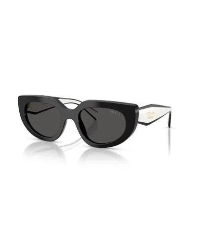 Prada Women's Oval Sunglasses, Pr D02s In Black