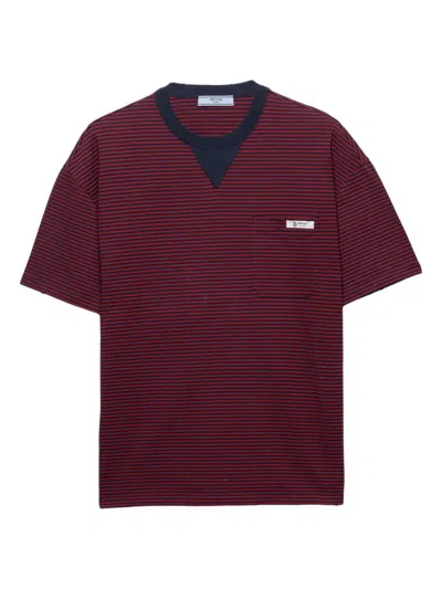 Prada Women's Oversized Striped Jersey T-shirt In Brown