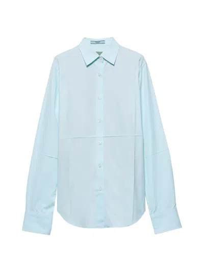 Prada Women's Oxford Cotton Shirt In Blue