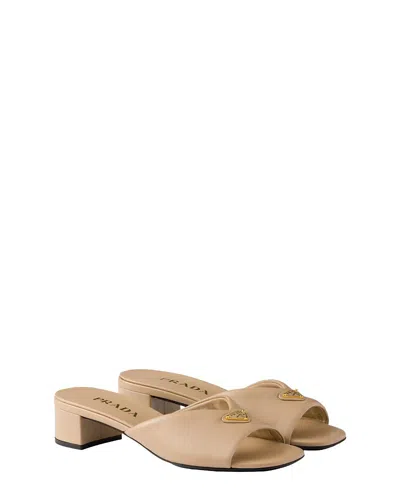 Prada Padded Nappa Leather Sandals In Sand Beige