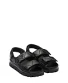 Prada Logo-lettering Quilted Leather Sandals In Black