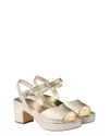 Prada Metallic Leather Platform Sandals In Gold