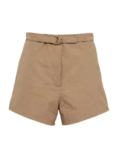 Prada Women's Panama Cotton And Linen Shorts In Brown