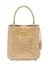 Prada Women's Panier Satin Bag With Crystals In Beige