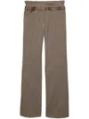 Prada Wool Pants With Printed Belt In Brown