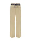 Prada Twill Cotton Pants In Cream