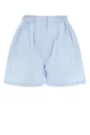 Prada Shorts In Popeline Azzurro Pastello Donna