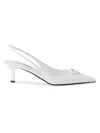 Prada Slingback Sandals Pointed Toe Stiletto Heel In White