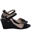 Prada Women's Patent Leather Ankle Strap Wedge Sandal (authentic Pre-loved) In Brown
