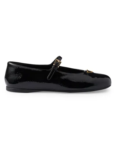 Prada Women's Patent Leather Ballerinas In Black