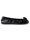 Prada Black Patent Leather Ballet Flats With Bow In Black