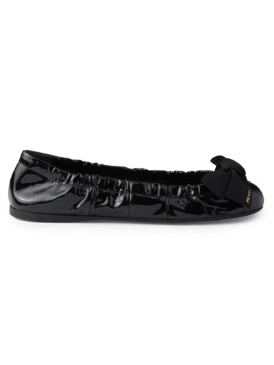 Prada Women Black Leather Ballet Flats, 3.5 Luxury Ballet Flats For Women Darveys