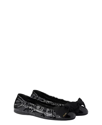 Prada Women Black Leather Ballet Flats, 3.5 Luxury Ballet Flats For Women Darveys