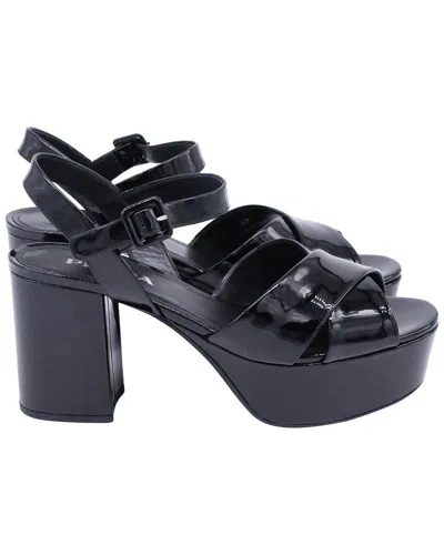 Prada Women's Patent Leather Crisscross Platform (authentic Pre-loved) In Black