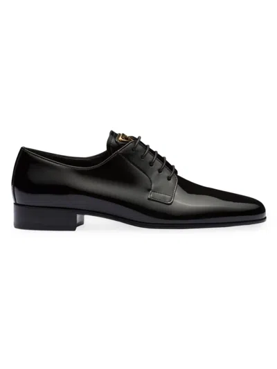 Prada Women's Patent Leather Lace-up Shoes In Black