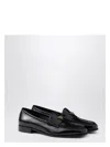 Prada Crinkle-effect Leather Logoed Loafers