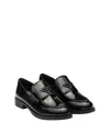 Prada Brushed Leather Loafers In Black